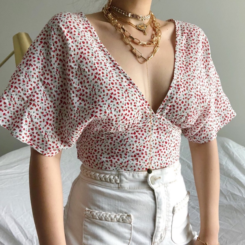 Floral Bell Sleeve Top